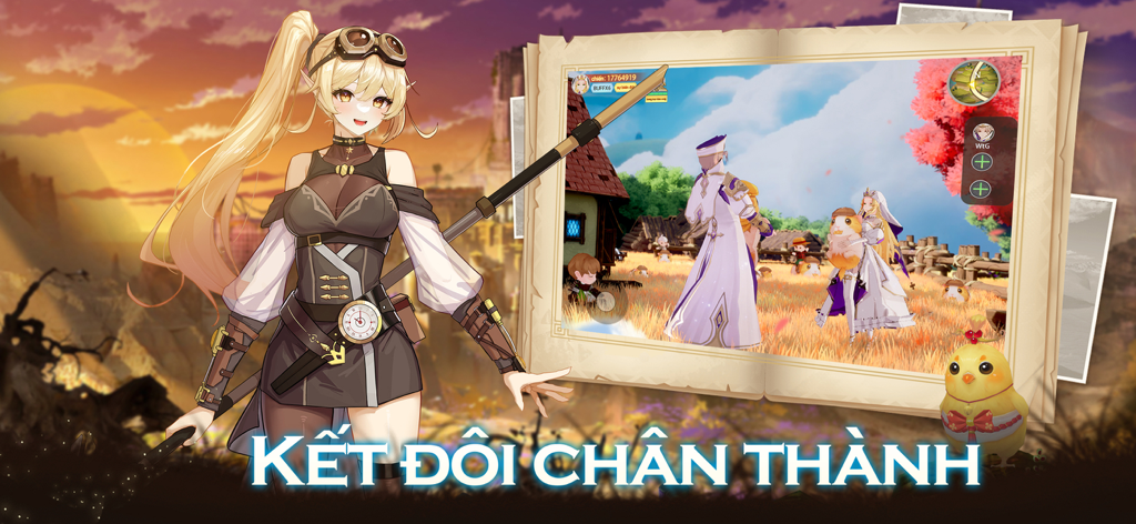 Vân Thành: Utopia - ヴァン・タン・ユートピアのスクリーンショット。アニメキャラクターとソーシャルゲームプレイシーンが特徴