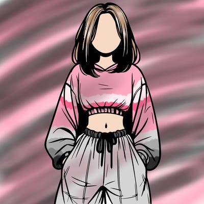 realistic girl faceless with baggy pants and a crop top