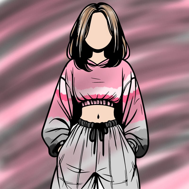 realistic girl faceless with baggy pants and a crop top