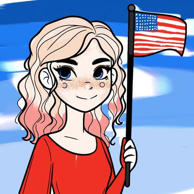 hot girl holding a flag