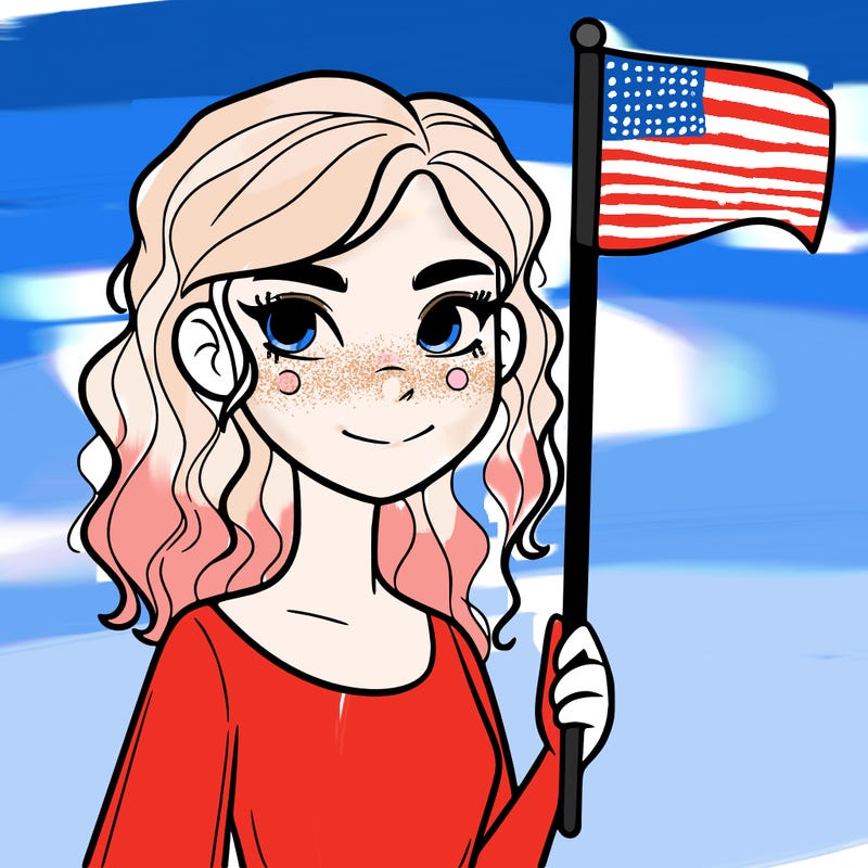 hot girl holding a flag