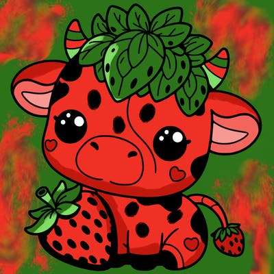 cute strawberry cow