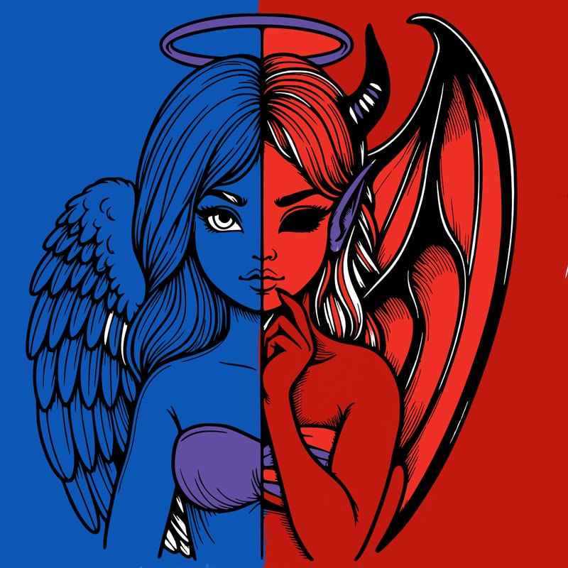 realistic angel half demon