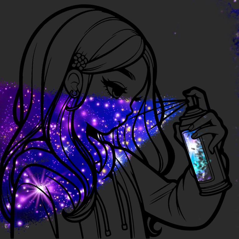 a realistic girl spray painting