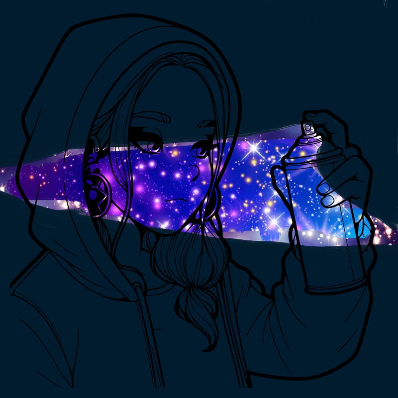 a realistic girl, spray painting