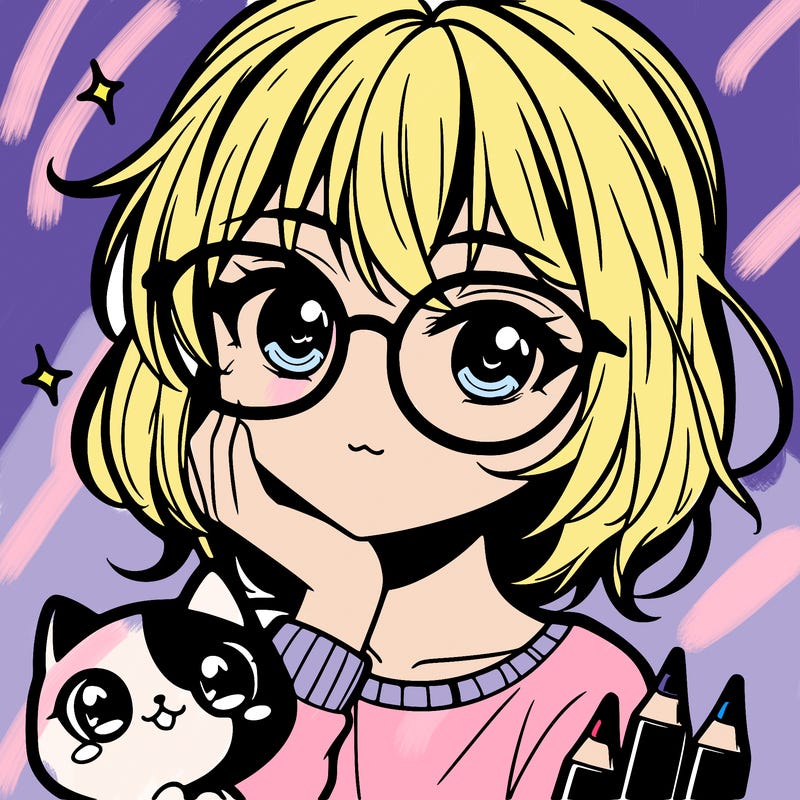 cute manga character with glasses