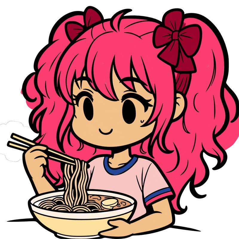 a girl eating ramen