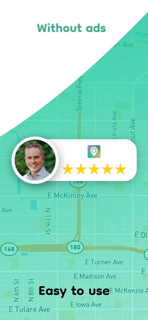 Interfaz de la aplicación Rastreador de Teléfonos que muestra el mapa y las funciones sencillas sin publicidad