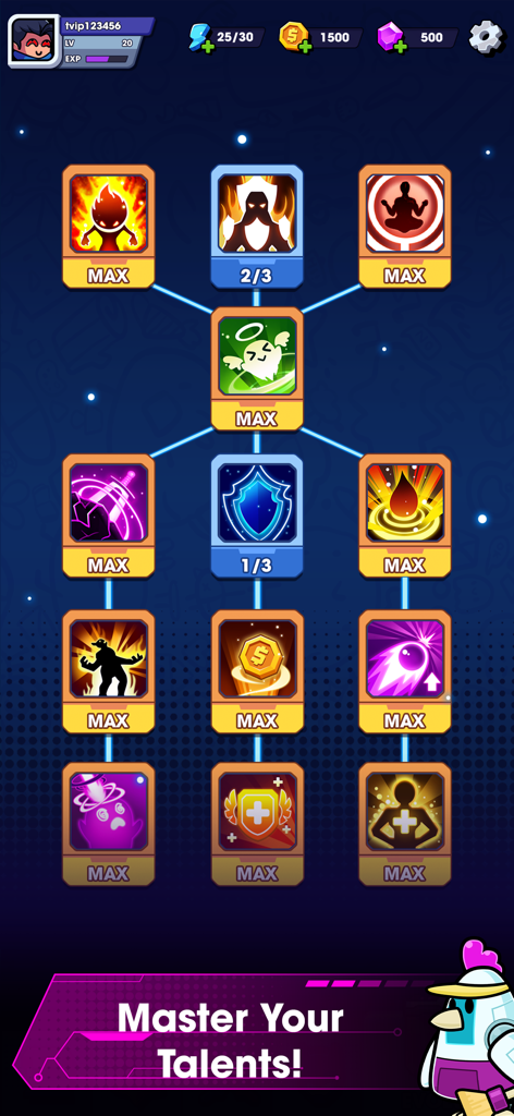 Hero Survival IO - Hero Survival IO talent tree interface showing various skill upgrades