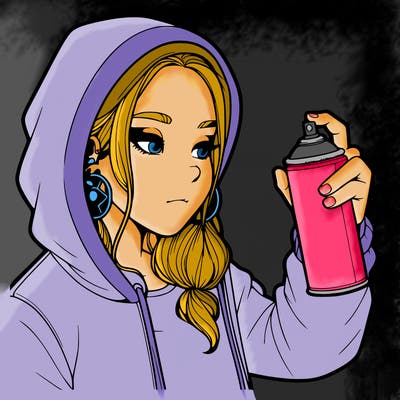 a realistic girl, spray painting