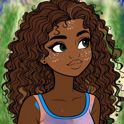 realistic girl with curly hair