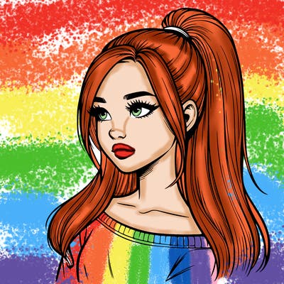 realistic girl with a high ponytail