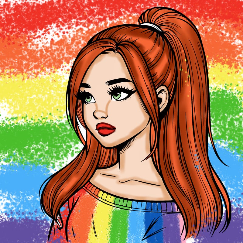 realistic girl with a high ponytail