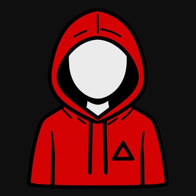 a person with non face waering a hoodie with a small triangle symbol