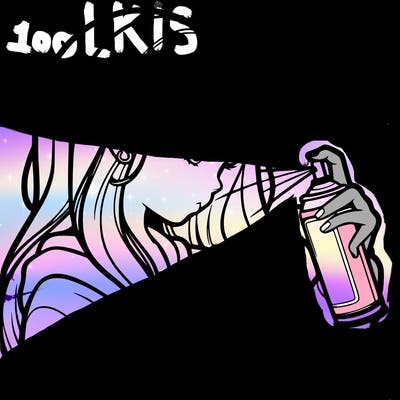 a realistic girl spray painting