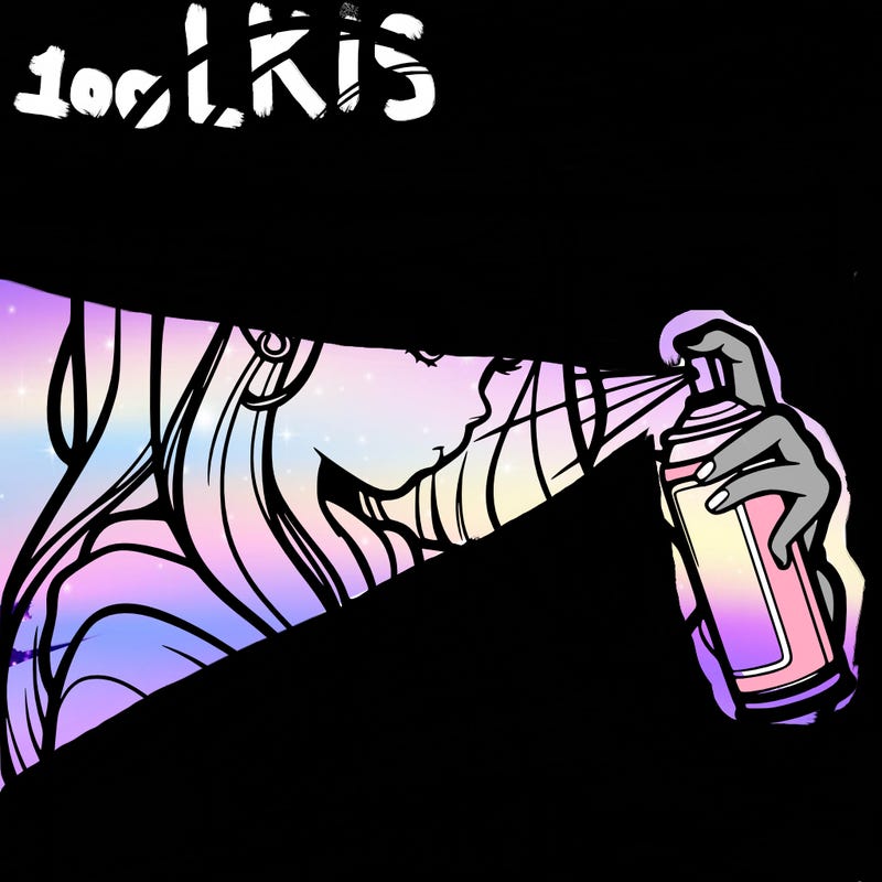 a realistic girl spray painting