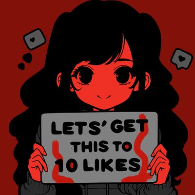 girl holding up sign that says let’s get this to 10 likes realistic