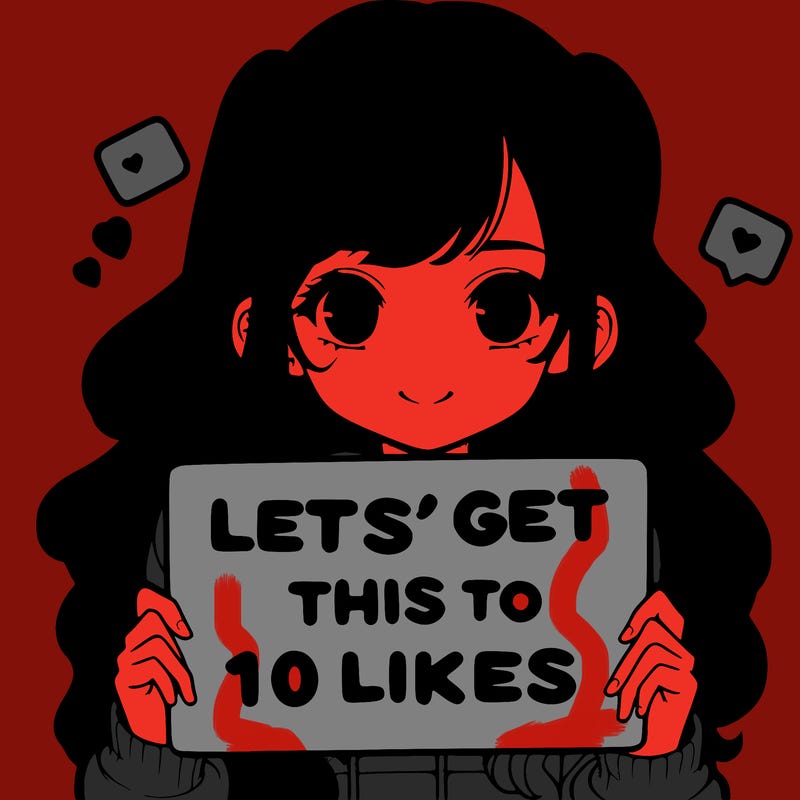 girl holding up sign that says let’s get this to 10 likes realistic