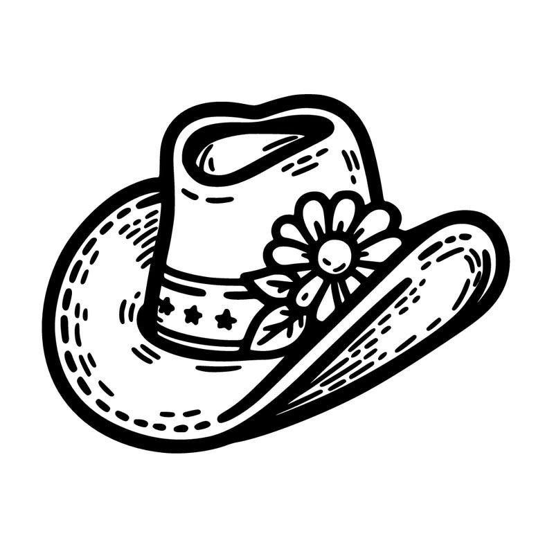 cow boy hat with flower
