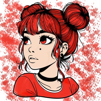 realistic girl with spacebuns