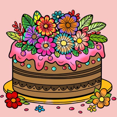 cake with flowers