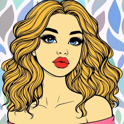 realistic girl with wavy hair and lips