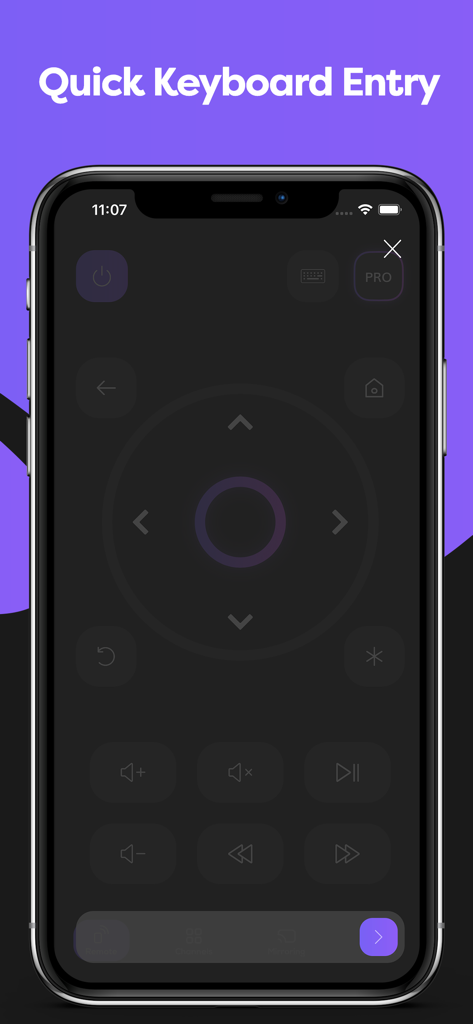 Remote Control for Roku & TCL - Función de entrada rápida de teclado en la interfaz de la aplicación Control Remoto para Roku y TCL.