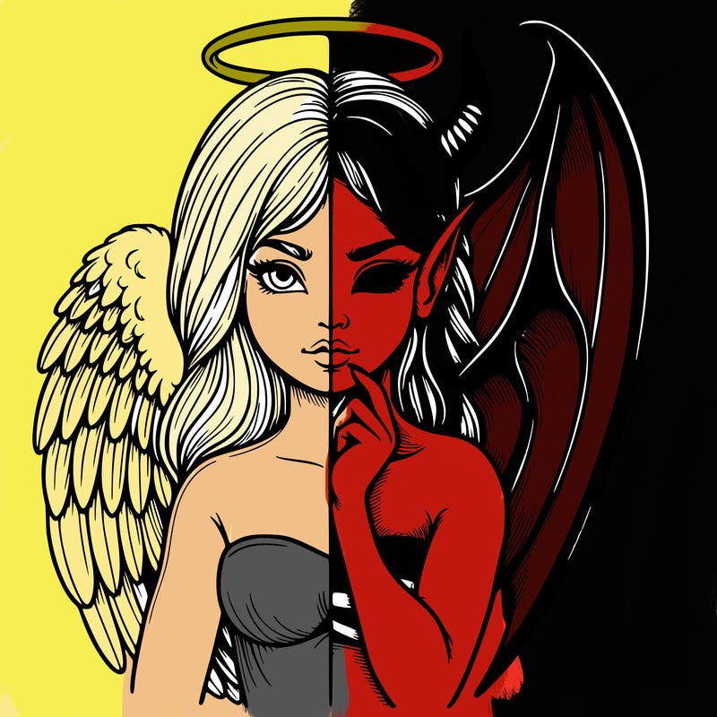 realistic angel half demon