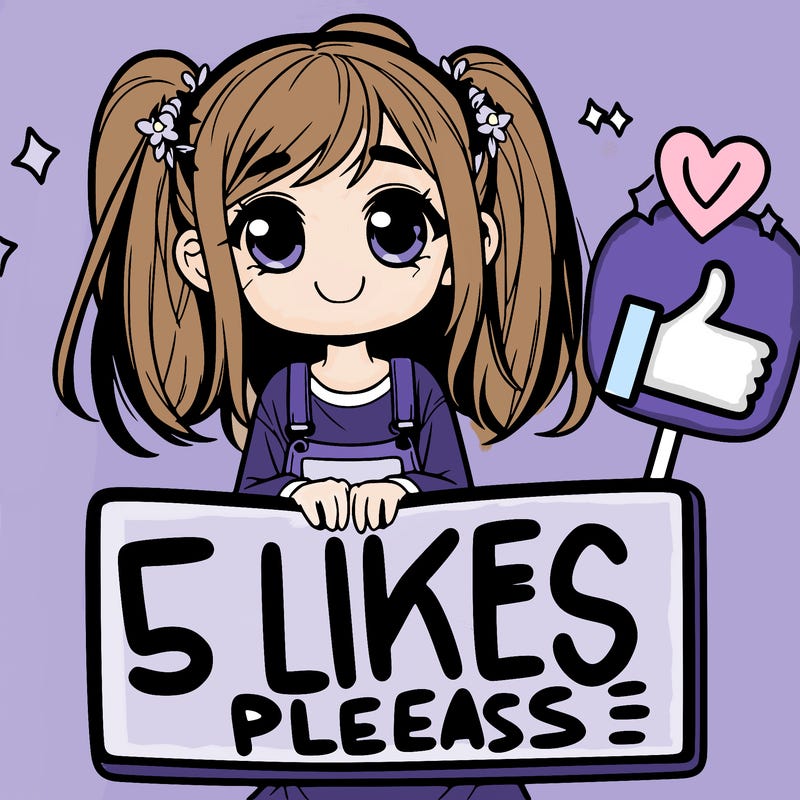 girl holding sign saying 5 likes please