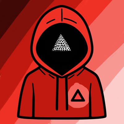 a person with non face waering a hoodie with a small triangle symbol