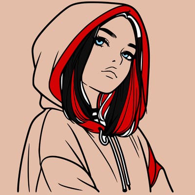 a realistic girl in a hoodie