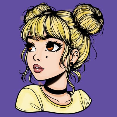 realistic girl with spacebuns
