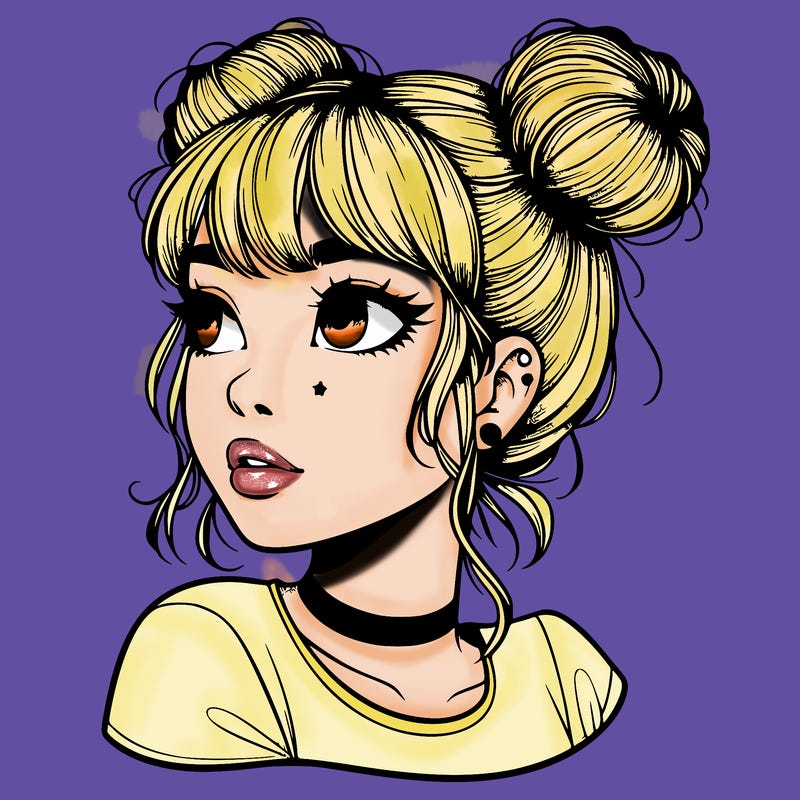 realistic girl with spacebuns