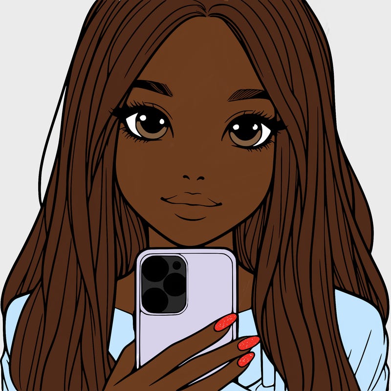 realistic girl with a phone