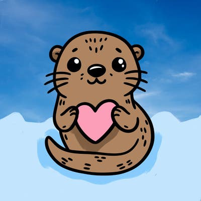otter with a heart