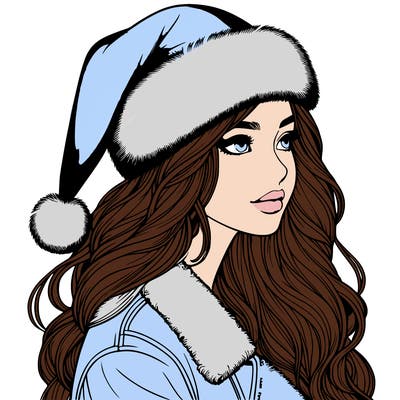 realistic girl in santa hat