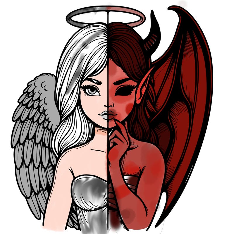 realistic angel half demon