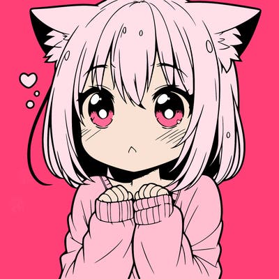shy anime catgirl