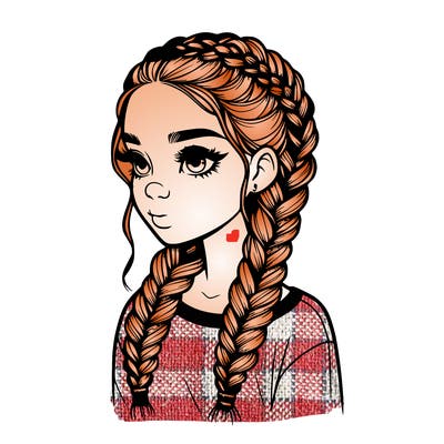 realistic girl with braids