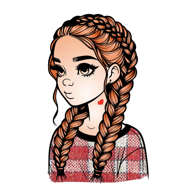 realistic girl with braids