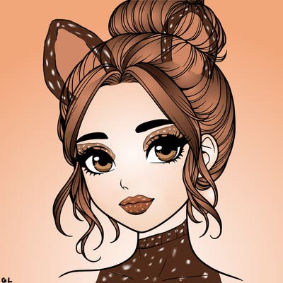 realistic pretty girl with hair in bun