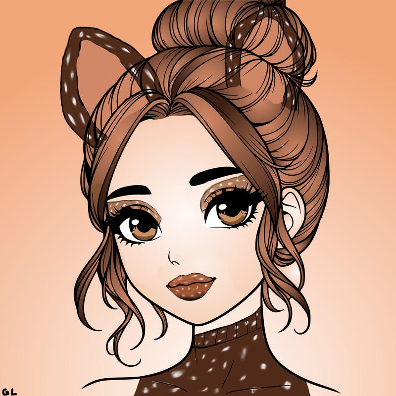 realistic pretty girl with hair in bun