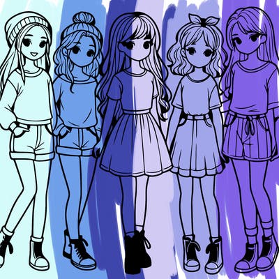 a group of five girls