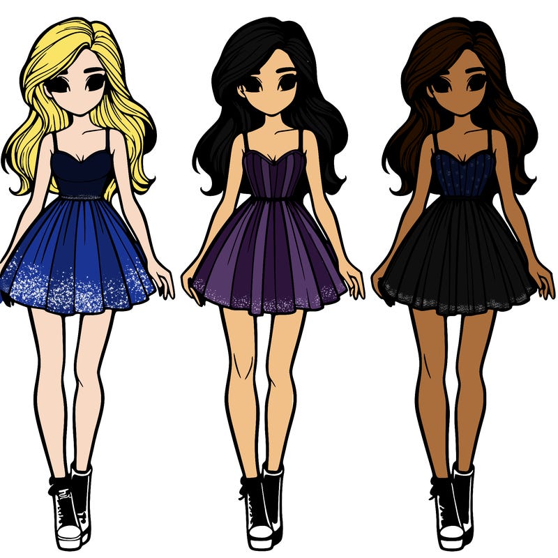 realistic girl in short dress