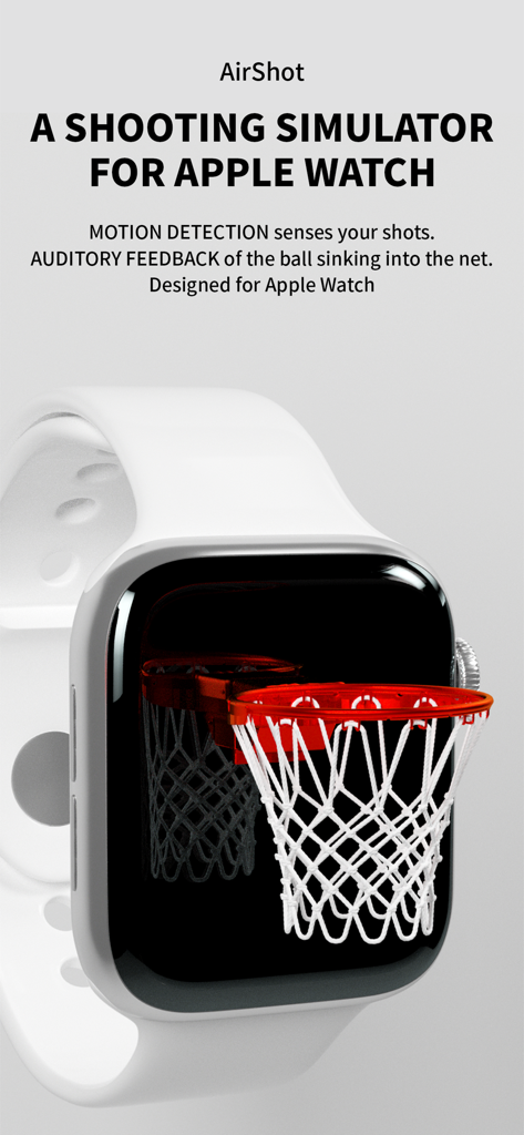 AirShot basketball shooting simulator showing a 3D hoop on an Apple Watch