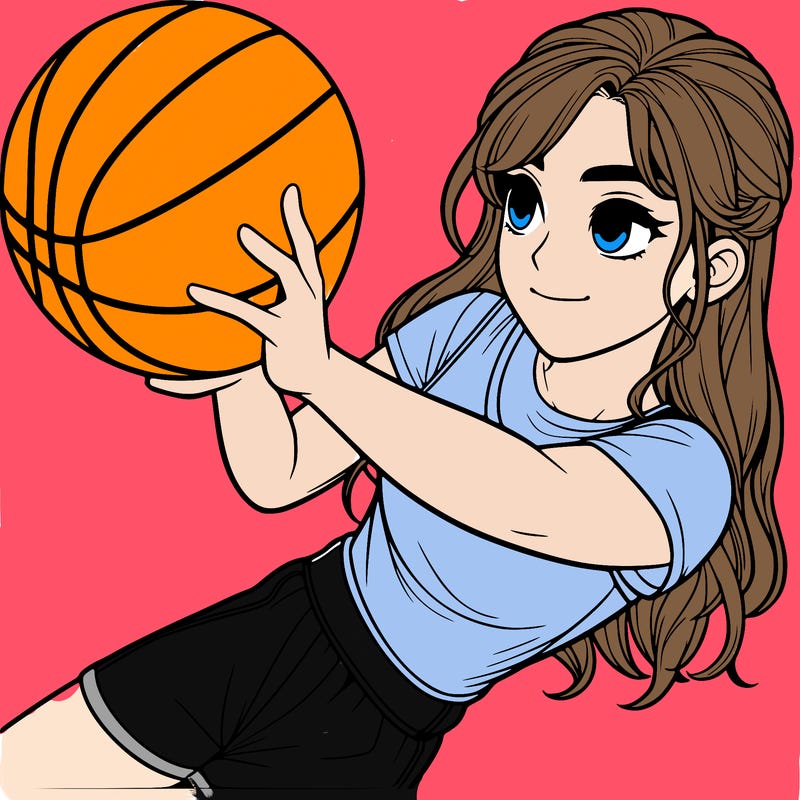 realistic girl playing basketball