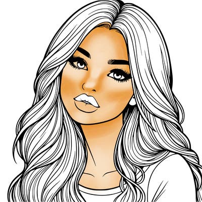 realistic girl with hair on her hair and lips