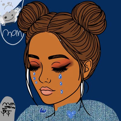 woman with hair buns