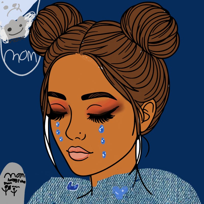 woman with hair buns