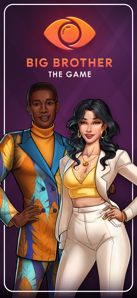 Two stylish contestants posing for the Big Brother The Game app cover